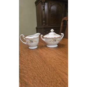 Vintage Harmony House Wembley Creamer Sugar Bowl Set Floral Gold China Japan